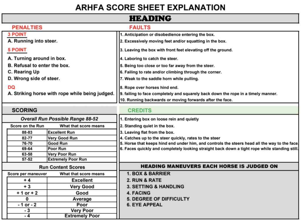Score sheet explanation